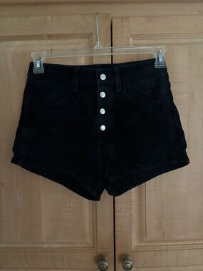 rag & bone Black High-Waist Leather Shorts 25